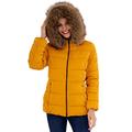 BELLIVERA Women Quilted Lightweight Puffer Jacket, Winter Warm Short Hood Padded Coat with Fur Collar 7695 Yellow S