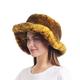 La Carrie Women's Snakeskin Print Faux Fur Bucket Hat Winter Warmer Fisherman Cap - yellow - XXL