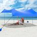 FRESCOLY 10 Foot Ride 9 Foot Family Beach Tent Canopy Sunshade w/ 4 Poles-Purple Aluminum/Metal/Soft-top in Blue | 79.2 H x 120 W x 108 D in | Wayfair