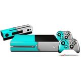 Ripped Colors Neon Teal Gray - Skin Bundle Decal Style Skin fits XBOX One Console Original Kinect and 2 Controllers (XBOX SYSTEM NOT INCLUDED)