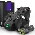 Fosmon Dual 2 MAX Charger Compatible with Xbox Series X/S (2020) Xbox One/One X/One S Elite Controllers High Speed Docking Charging with High Capacity 2X 2200mAh Rechargeable Battery Packs - Black