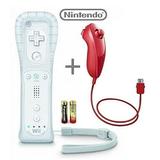 Wii/Wii U Remote Plus Controller (White) and Nunchuk (Red) Combo Bundle Set