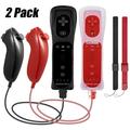 LUXMO 2in1 Built in Motion Plus Remote Controller Nunchuck Set for Wii&Wii U Console Video Games(2 Pack)