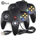 LUXMO USB N64 Controller 2 Pack Classic Retro N64 Wired USB PC Game pad Joystick N64 Bit USB Wired Game Stick Joy pad Controller for Windows PC MAC Linux Raspberry Pi 3 Genesis Higan