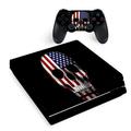 Skin for Sony PS4 Pro Console Decal Stickers Skins Cover -American Skull Flag in Skull