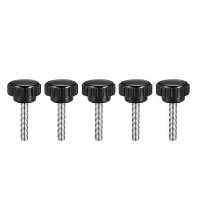 M5x25mm Male Thread Knurled Clamping Knobs Grip Thumb Screw on 5Pcs - Black,Silver Tone