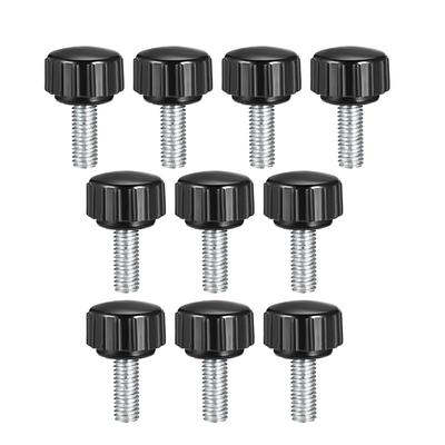 M5x15mm Male Thread Knurled Clamping Knobs Grip Thumb Screw on Type 10 Pcs - Black,Silver Tone