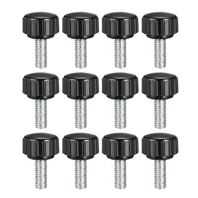 M5x15mm Male Thread Knurled Clamping Knobs Grip Thumb Screw on 12Pcs - Black,Silver Tone