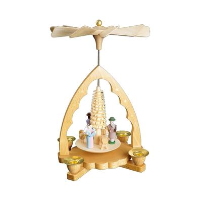 7.5" Richard Glaesser Nativity Scene Christmas Pyramid Candle Holder