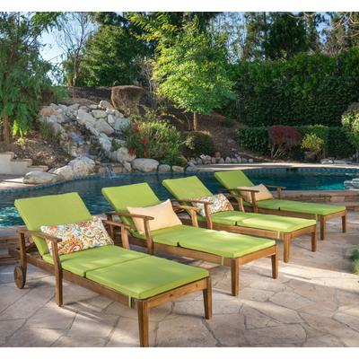Perla Outdoor Wood Chaise Lounges (Set of 4) by Christopher Knight Home