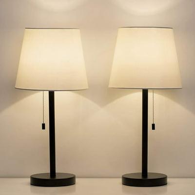 Haitral Bedside Table Lamps Set, White Bedside Table Lamps Bedroom