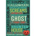 Happy Halloween Typography with Pumpkin (24x36 Giclee Gallery Art Print Vivid Textured Wall Decor)