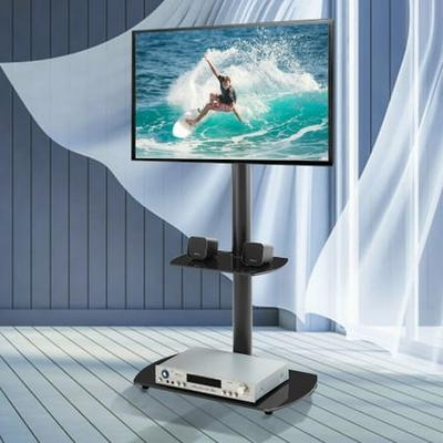 Get The Black Floor Standing Tv Stand Universal Floor Standing Tv Stand Base Height Tempered Glass Suitable For Wire Management Of 32 65 Inch Flat Or Curved Screen Tvs From Walmart Now Accuweather Shop