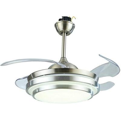 Oukaning 36 Inch Ceiling Fans, Chandelier Ceiling Fan With Crystal Lights And Retractable Blade 36 Inch Chrome