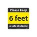 National Marker Temp-Step Floor Decal 6 Feet Please Keep a Safe Distance 12 x 12 Yellow/Black