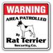 SignMission 12 x 8 in. Area Patrolled by Guard Dog Owner Lover Dogs Rat Terrier Security Sign