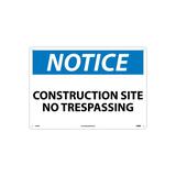 National Marker Construction Site No Trespassing 14X20 Rigid Plastic Notice Sign N162RC