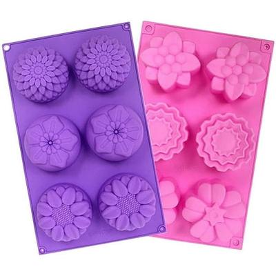 Silicone Mould 6 Cup Flower Shapes Muffin Fairy Cake Tin Soap Making 