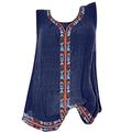 ESAILQ Vest Tops Womens Sleeveless Print o Neck Vest Tops Solid Blouse Sling Camisole top Shirt(Navy,S)