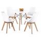 Ensemble de Table et Chaises Scandinave - Table Ronde en Verre avec Pieds en Bois et 4 Chaises