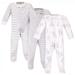Touched by Nature Baby Organic Cotton Zipper Sleep and Play 3pk Gray Woodland 6-9 Months