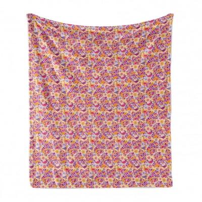 Ambesonne Roses Soft Flannel Fleece Throw Blanket Multicolor 50 x 70 Cozy Plush for Indoor and Outdoor Use Romantic Nostalgic Composition with Flourishing Rose Bouquets Vintage Style Floral 