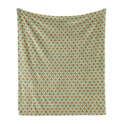 Vintage Geometrical Motifs Pattern Cozy Plush for Indoor and Outdoor Use 60 x 80 Orange Cream Sea Blue Ambesonne Retro Soft Flannel Fleece Throw Blanket 