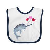 Inktastic Valentine s Day Narwhal with Heart Balloons Boys or Girls Baby Bib