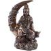 Home DÃ©cor Statues Kuan Yin on Crescent Moon Bed of Flowers Colored Bronze Resin 8 1/4