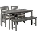 Walker Edison 4-Piece Simple Solid Wood Outdoor Patio Dining Set in Gray Wash