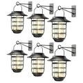 Home Zone Security Black Outdoor Solar Powered LED Wall Lantern Sconce Light Fixture for Entryway Post Porch & Doorway No Wiring (6 Pack)