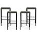 Arath Outdoor Modern Industrial Acacia Wood Bar Stools (Set of 4) Gray and Black