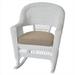 Jeco W00206R-B-2-FS006 White Rocker Wicker Chair With Tan Cushion - Set 2