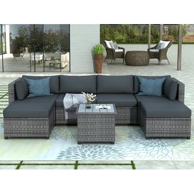 Best Ing 4 Piece Outdoor Furniture Wicker Patio Garden Dining Sets Rattan With Seat Cushions Tempered Glass Coffee Table For Porch Poolside Backyard S1784 Accuweather - Patio Sectional Sets With Table