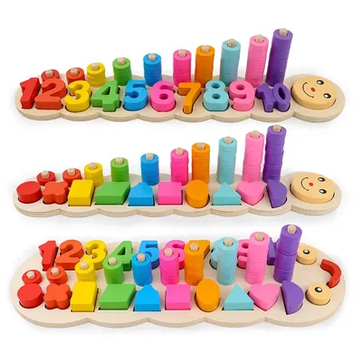 Planche de comptage et d'empilage Montessori colorée en bois jouet d'apprentissage des maths pour