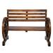 SalonMore Wooden Wagon Wheel Bench 2-Person Outdoor Rustic Chair Country Yard with Backrest