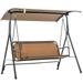 Outsunny Outdoor Patio Swing Chair Seats 3 Adults w/ Canopy Brown