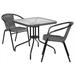 Flash Furniture 28 Square Glass Metal Table with Gray Rattan Edging and 2 Gray Rattan Stack Chairs