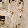 Ensemble de Robe de Luxe Vintage en Dentelle Blanche pour Femme Vêtements de Nuit Princesse