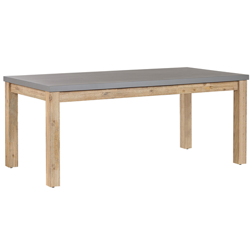 Tisch Grau / Heller holzfarbton Faserzement / Akazienholz 180 x 90 cm Indoor & Outdoor Garten Schlafzimmer Wohnzimmer