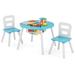 Costway Wood Activity Kids Table and Chair Set with Center Mesh Storage-Blue