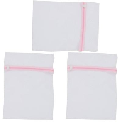 Home Laundry Clothes Socks Underwear Mesh Zippered Washing Bag 3pcs - Pink,White - 15.7 x 11.8"(L*W)