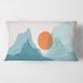Designart 'Red Moon Over Abstract Blue Mountains I' Modern Printed Throw Pillow
