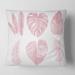 Designart 'Tropical Pink Watercolour Leaves I' Shabby Chic Printed Throw Pillow