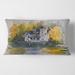 Designart 'Castle By The Lake With Autumn Trees' Lake House Printed Throw Pillow