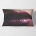 Designart 'Close-Up Of Female Plump Lips With Glitter' Modern Printed Throw Pillow