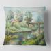 Designart 'Bridge On The River In Rustic Landscape' Lake House Printed Throw Pillow