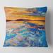 Designart 'Orange Sunset Over Whirly Blue Waves' Nautical & Coastal Printed Throw Pillow