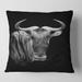 Designart 'Monochrome Portrait Of Wildebeest' Farmhouse Printed Throw Pillow