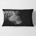 Designart 'Monochrome Portrait of Zebra Head' Farmhouse Printed Throw Pillow